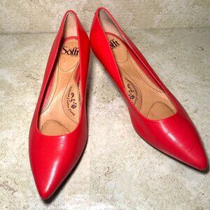 Söfft *Red/Pink* Leather Pointed-Toe Kitten Heel Pumps Comfort Casual Office